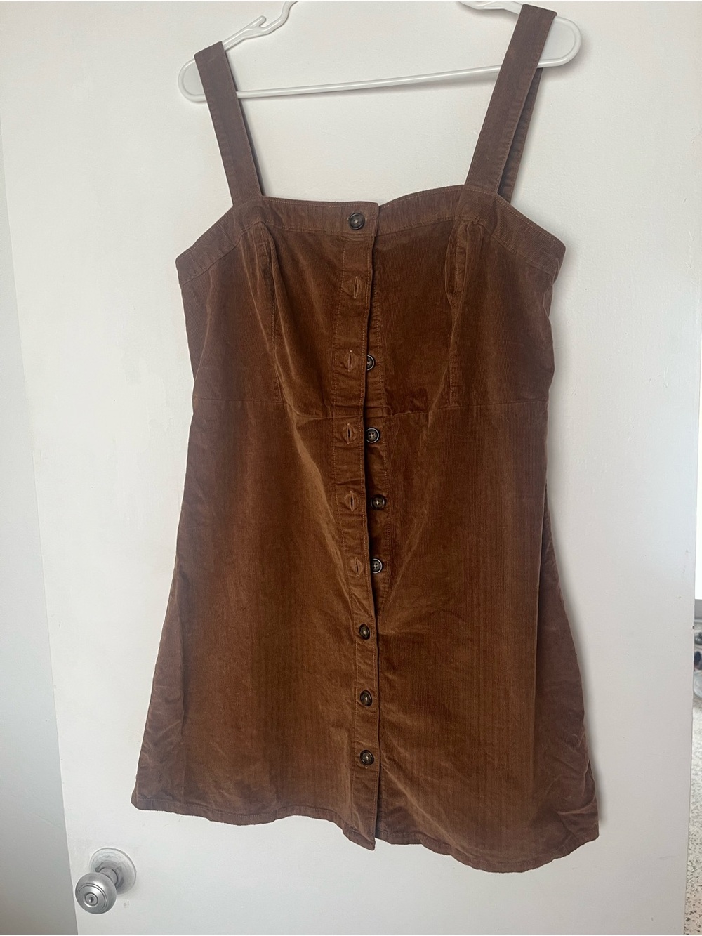 Hollister Brown Corduroy 90s Button-Front Tank Dress sz L* (s/m)